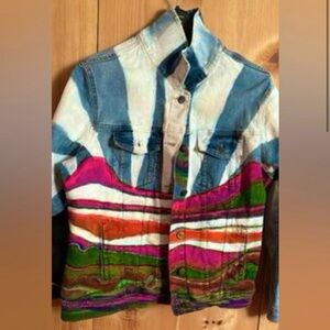 Sunset hand painted Sun Set denim jacket size XL